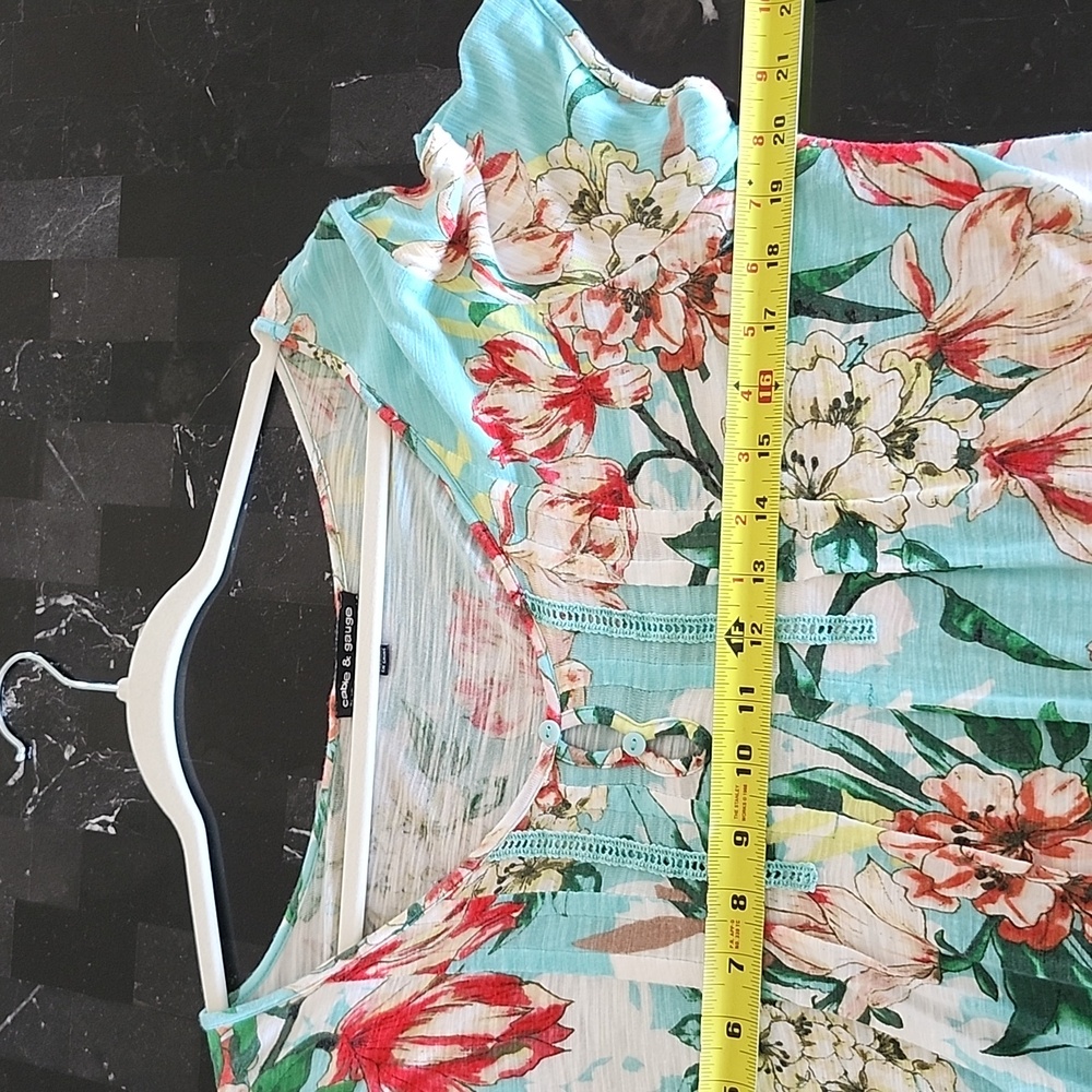 Cable & Gauge Turquoise Floral Blouse - Picture 7 of 8